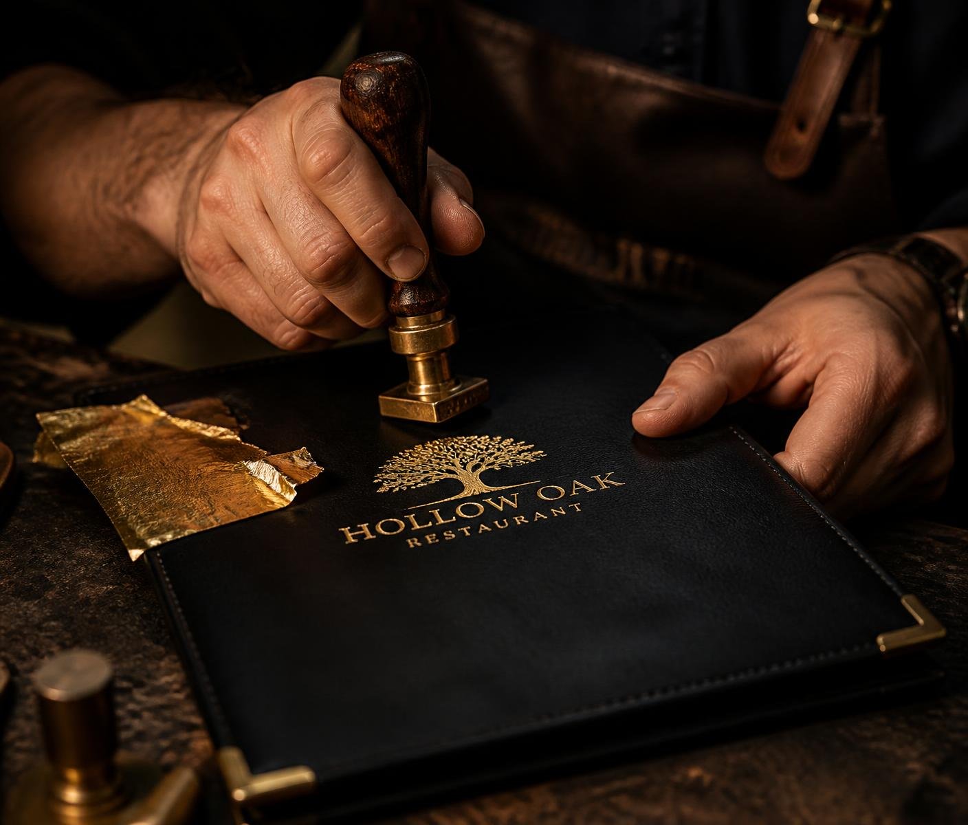 Custom menu branding and finishing details